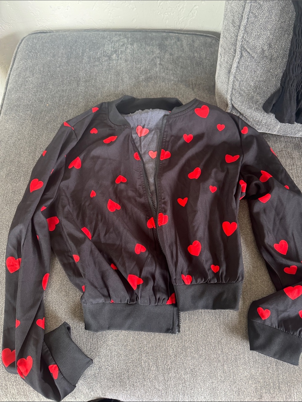 Black Cardigan with Red Hearts - Picture 8 of 9